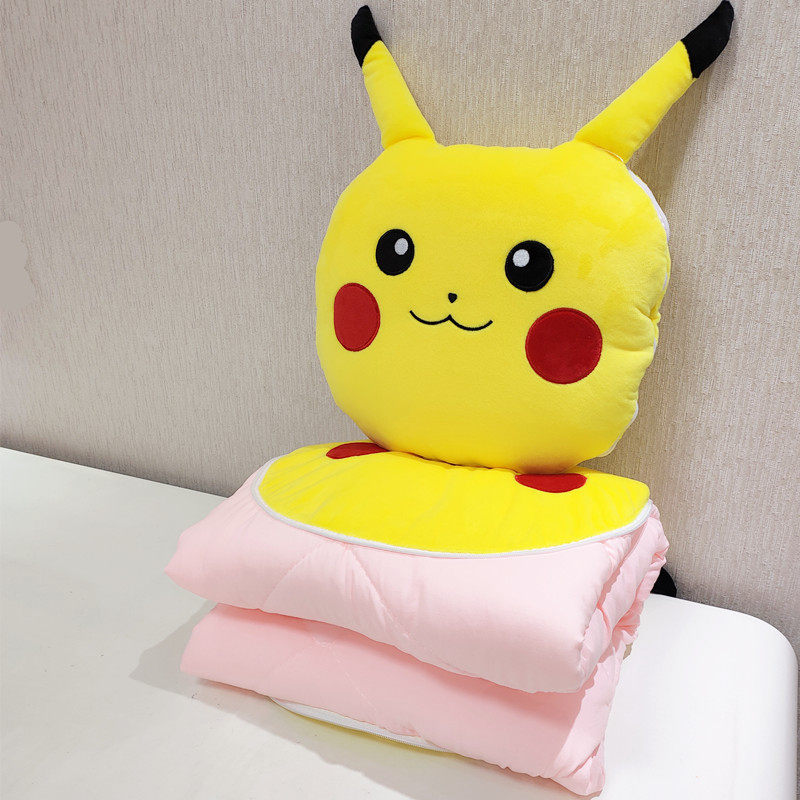 卡通汽车抱枕被子两用一对靠垫被车用可爱皮卡丘T多功能空调被车