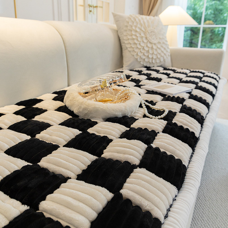 冬季毛绒加厚沙发m垫子床前垫防滑红木实木办公室坐垫真皮沙发垫