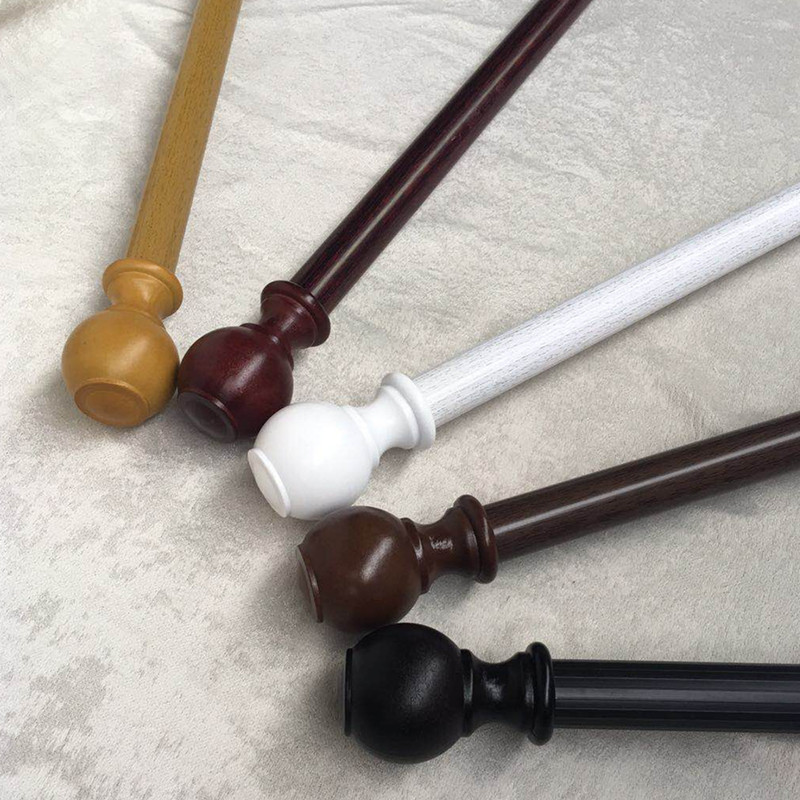 德裕仿木纹窗帘杆罗n马杆单杆双杆 侧装加厚锰钢合金静音窗帘轨道