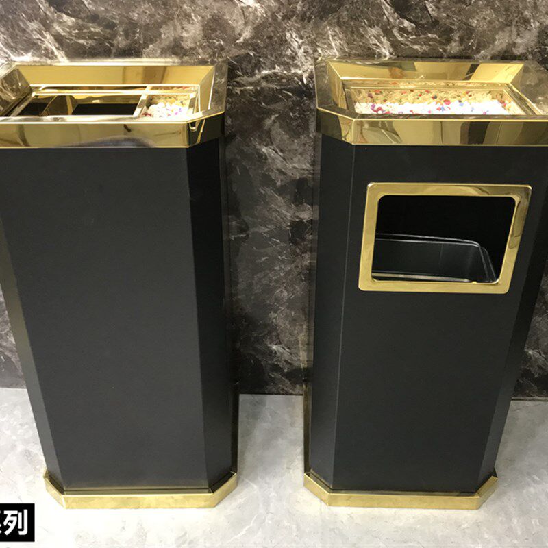 不锈钢圆形垃圾桶酒店环卫大堂立A式烟灰户外果皮箱方形带内桶包