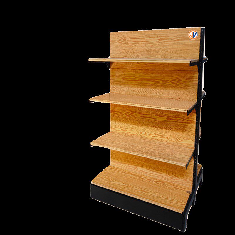 木纹便利店超市货架零食母婴店小卖部F化妆品店多层单面双面展示