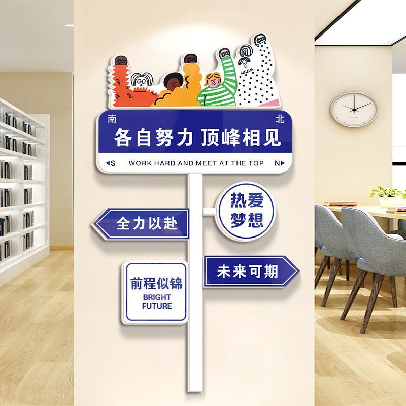 创意路牌励志标语中考班级装饰y文化墙贴教室布置黑板上面挂画高
