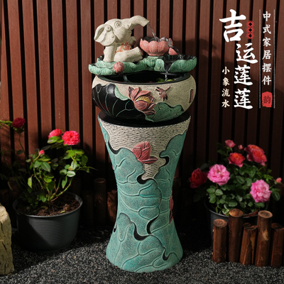 户外庭院流水摆件k循环水系景观阳台小象鱼池造景室内吐水喷泉装