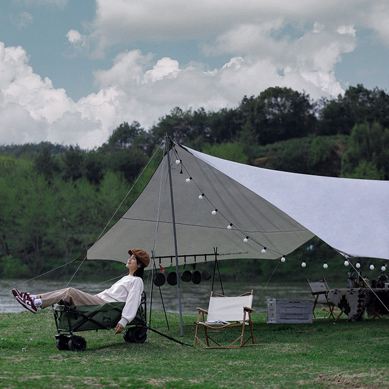户外超大天幕野营露营帐篷郊v游烧烤便携式防雨遮阳凉棚沙滩篷装