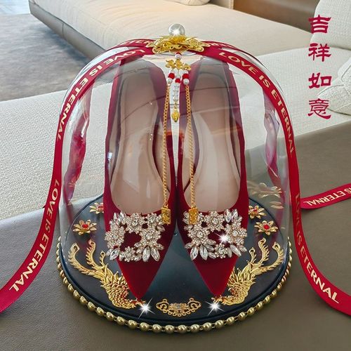 套圈婚鞋盒子带锁婚礼藏婚鞋盒结婚婚鞋水晶盒结婚接Y亲游戏道具