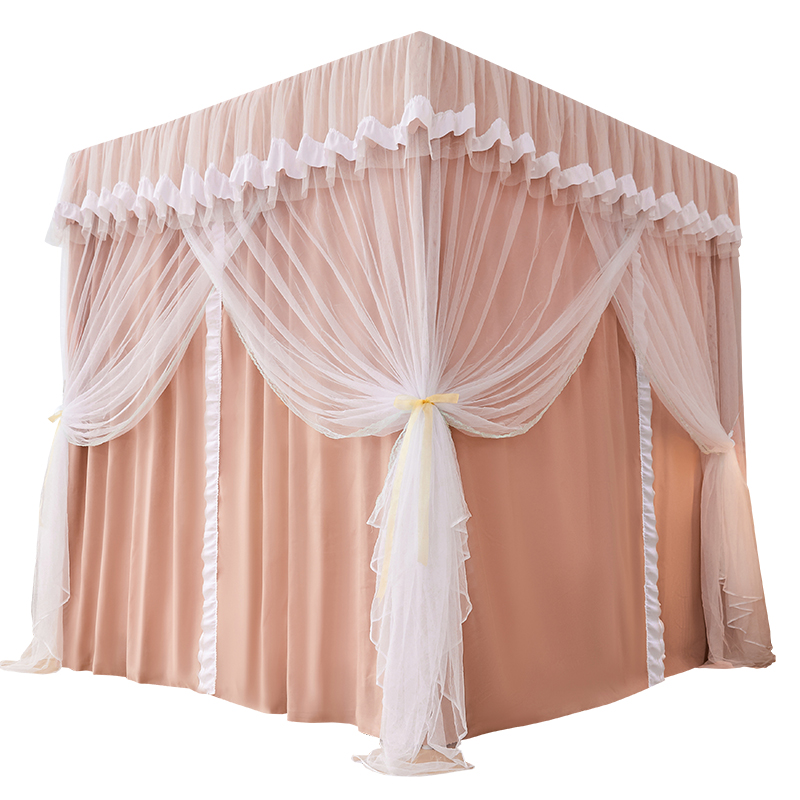 遮光宫廷蚊帐床幔j床帘公主风封闭一体式防尘落地式双人床家用1.8