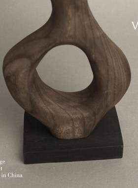 梵其侘寂风覆古创意艺术高级实木摆件样板间民宿电视柜.桌面装饰