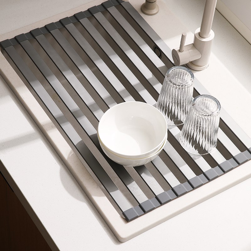 可折叠沥水架洗碗水池架子放筷碟收纳篮厨房水槽T硅胶水板垫置物