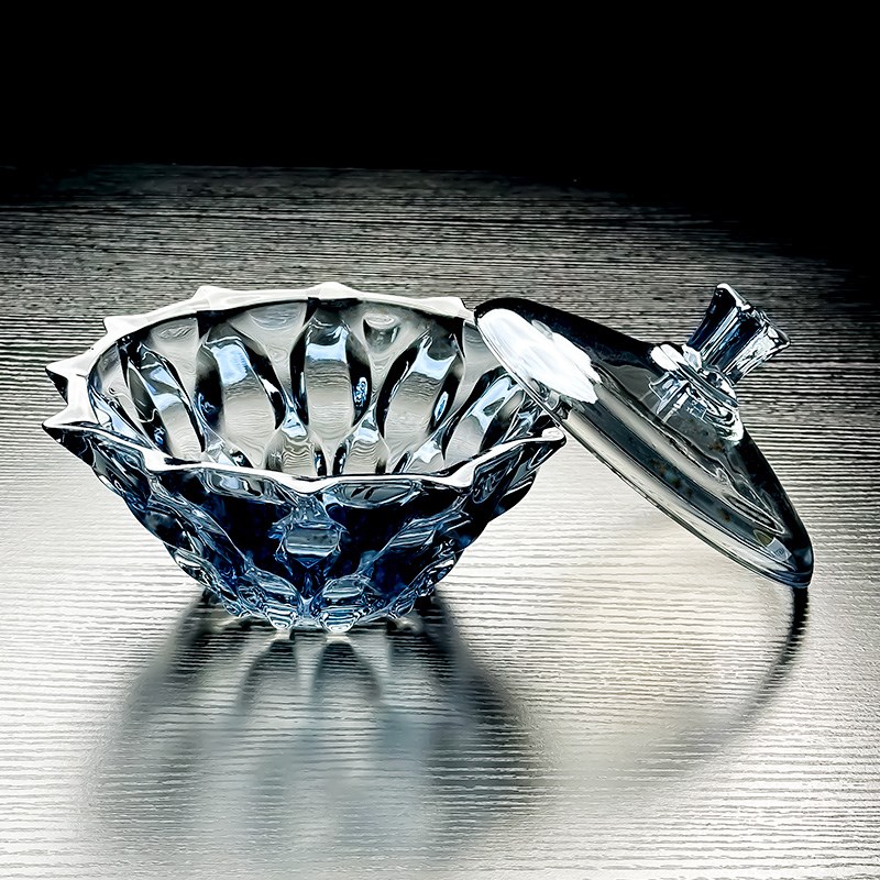 2025新款水晶玻璃碗高颜值糖果罐带盖罐子水果盘收纳盒.精致小果