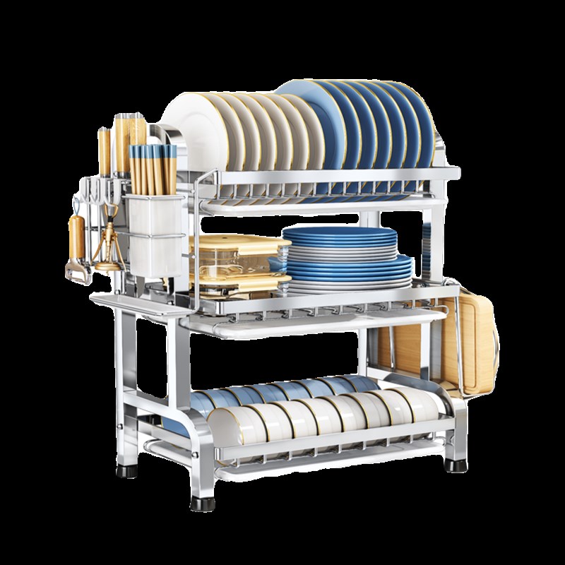 厨房不锈钢碗架置物架台面碗碟沥水架家用多功能放碗W盘碗筷收纳