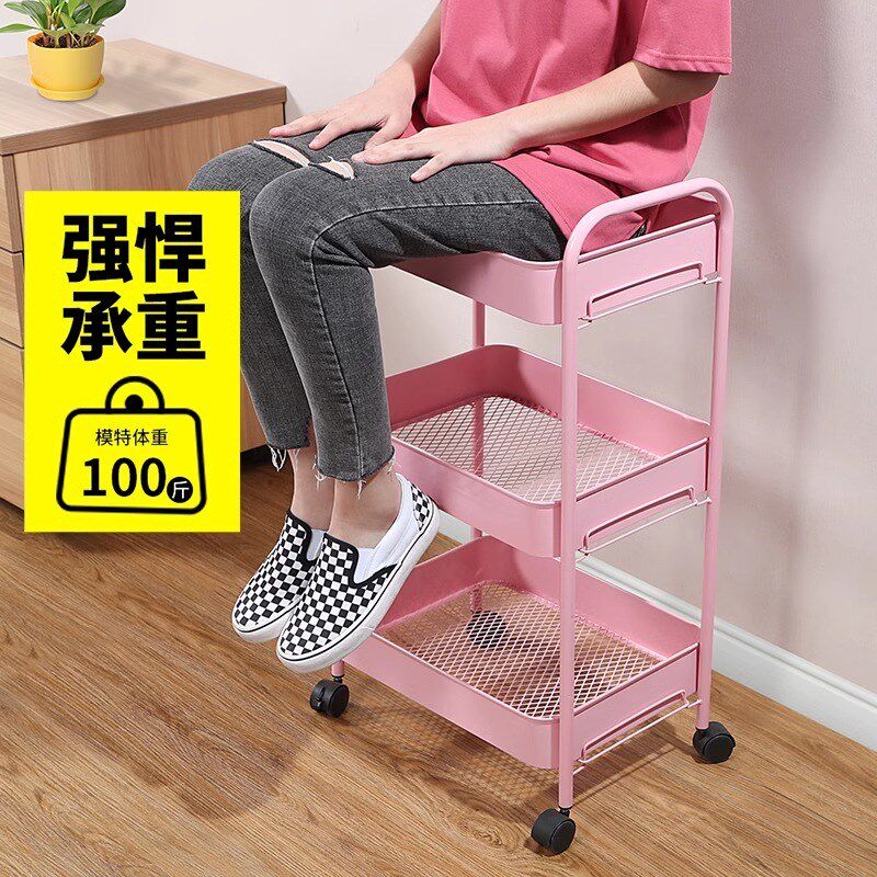 小推车置物架落地厨房卧室多层美A容院可移动零食架婴儿用品收纳