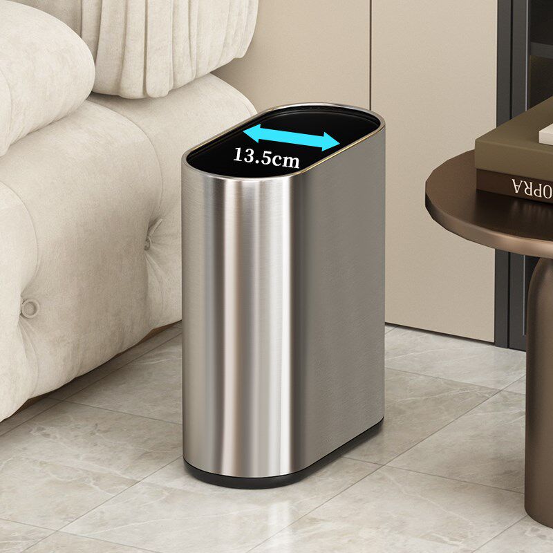 夹缝垃圾桶家用不锈钢无盖厕所卫生C间厨房客厅2024新款高颜值超