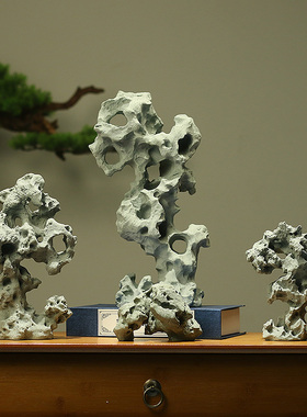 仿真树脂太湖石阳台庭院鱼缸盆景造景G假山石小微型沙盘景观装饰