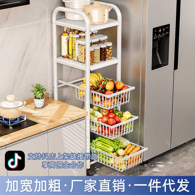 厨房置物架菜篮子落地移动多层储物架放零食蔬菜水果小推车收纳架