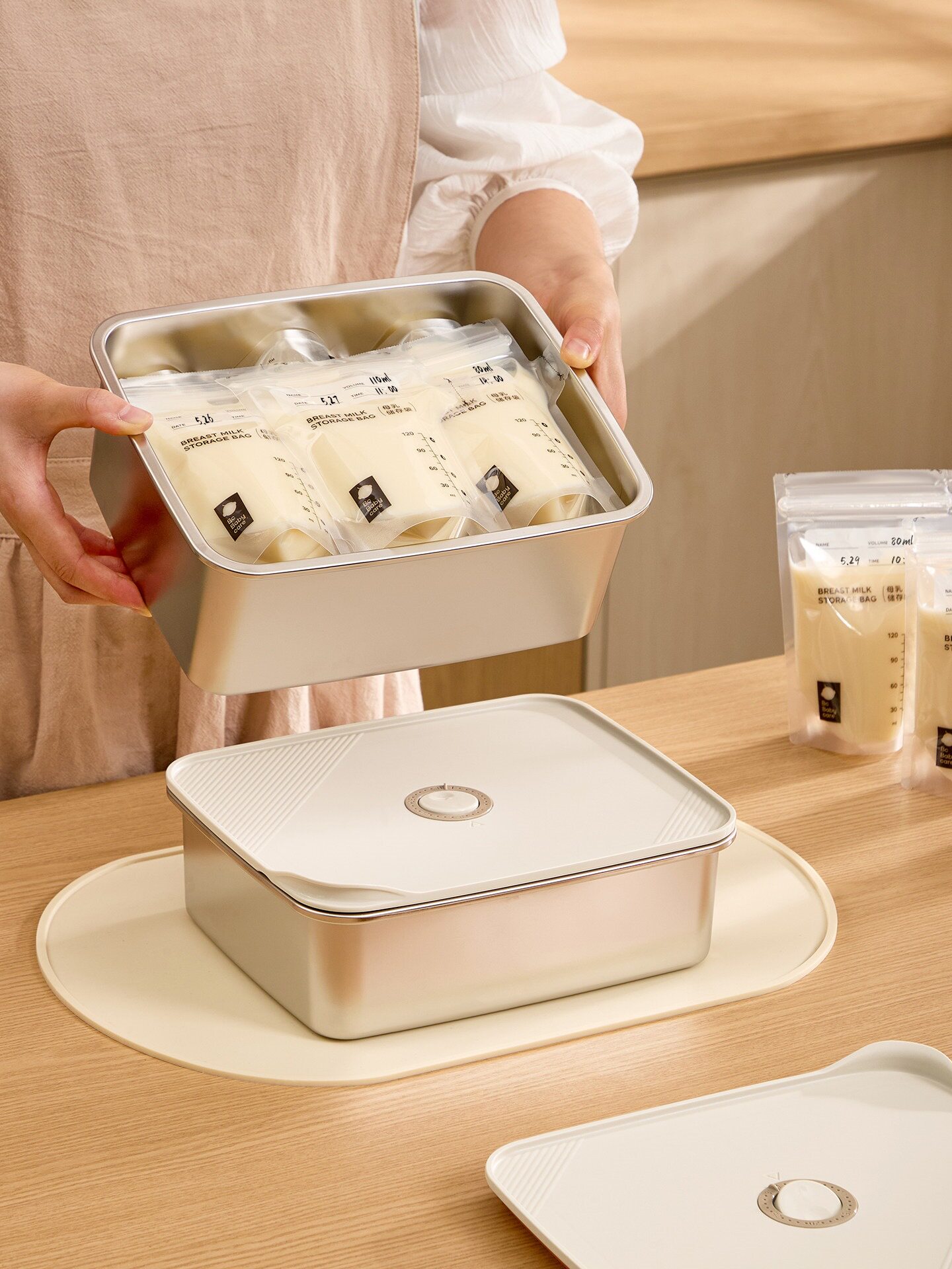 母乳冷藏盒储奶专用保鲜冷冻收纳盒食品级抗菌冰箱冻奶储存密封盒