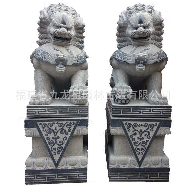 石雕青石汉白玉狮子一对家用看门别墅酒店小号祠堂墓地摆件