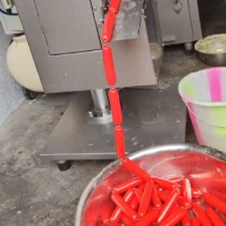 商用腊肠液压灌肠机 哈尔滨红肠粉肠生产线 火腿肠灌肠打卡一体机