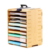 文件架创意办公用品桌面A4文件筐10层资料收纳T架木质文件架 包邮