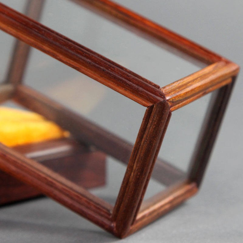 红木雕刻工艺品摆件玻璃罩红酸枝迷你古玩核桃透明V防尘罩微型宝