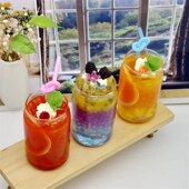 仿真冰淇淋珍珠奶茶杯假水果饼干冷饮料模型装 饰R户外儿童拍照道