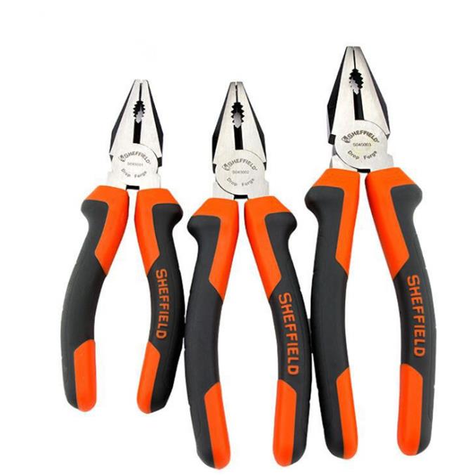 钢盾工具老虎钳钢丝钳嘴钳双色柄斜嘴钳斜口钳钳子弯嘴钳S045003