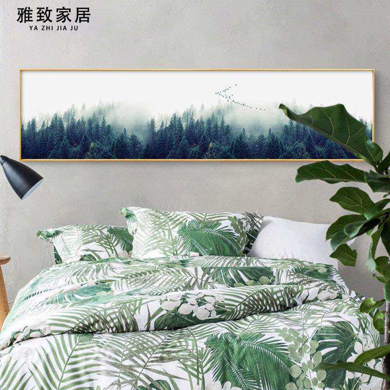 现代日式风景装饰画客厅沙发背景卧室床头画横版单幅北欧森林挂画