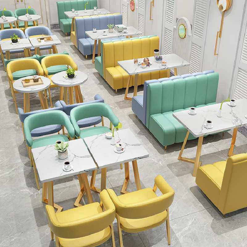 奶茶店甜品店咖啡厅汉堡餐厅卡座沙发桌椅组合餐饮商用商用家具