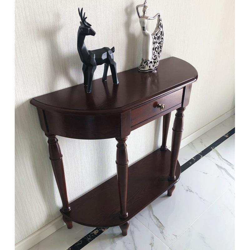 美式玄关柜轻奢风客厅走廊桌子半圆端景台隔断装饰美式靠墙置物架