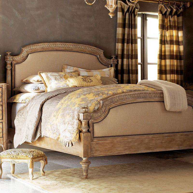 复古实木床主卧1.8米大床中古风简约卧室美式婚床法式复古双人床