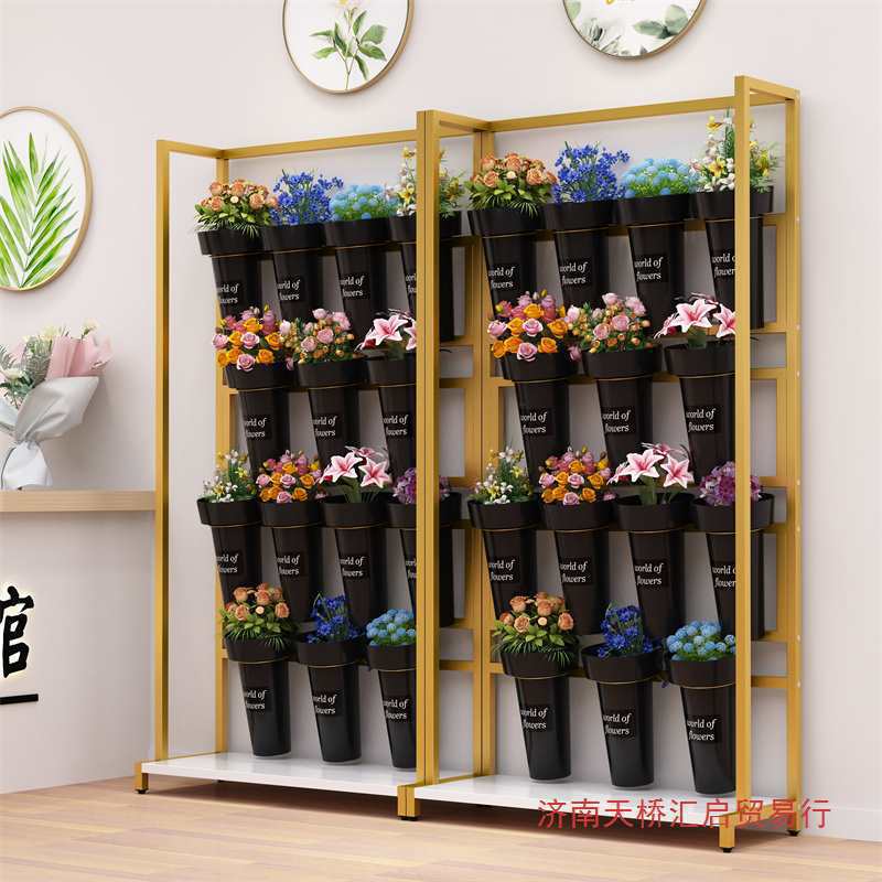 花束鲜花铁艺多层置物架落地架摆放超窄花盆架花桶展示架花店花架