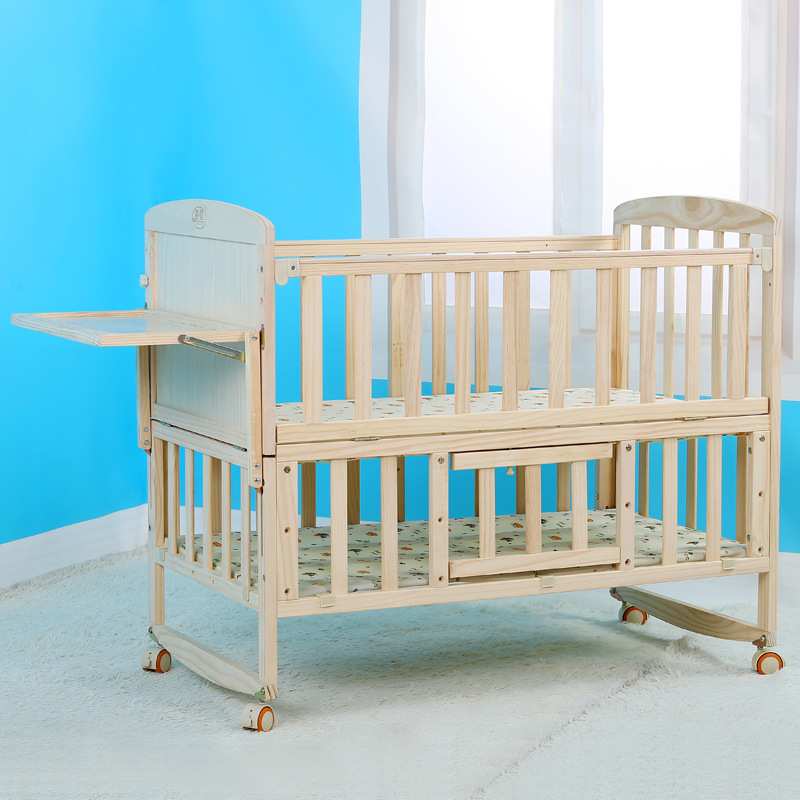 新西兰松木婴儿摇篮抽拉可加长婴儿床实木BB宝宝拼接设计儿童床