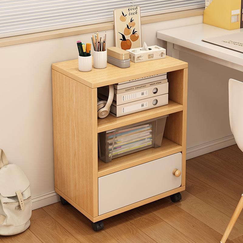 可移动边柜办公室桌下收纳柜书柜落地置物架沙发侧边柜带轮小Tω