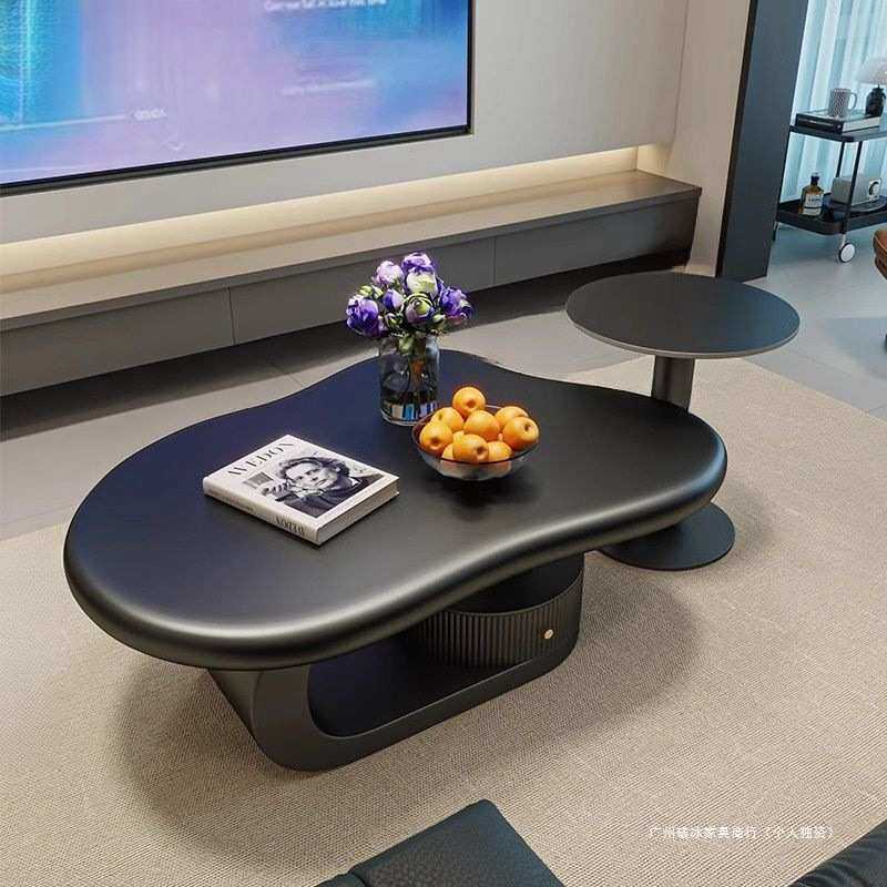 新款小户型高级法式奶油轻奢茶几客厅家用椭圆形云朵现代简约组合