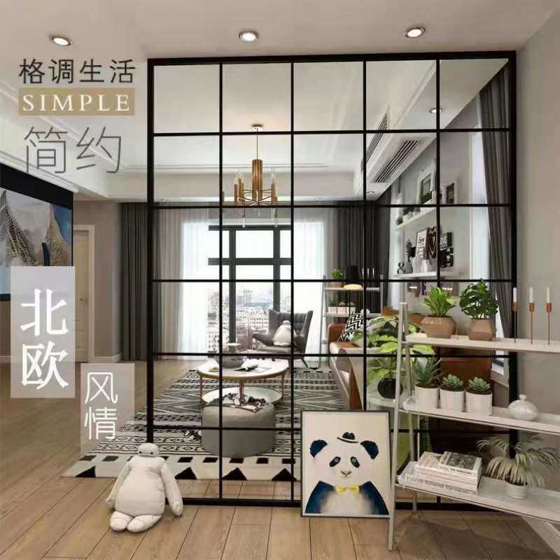 铁艺隔断屏风装饰客厅办公室玄关隔断墙家用卧室挂窗帘分隔墙货源
