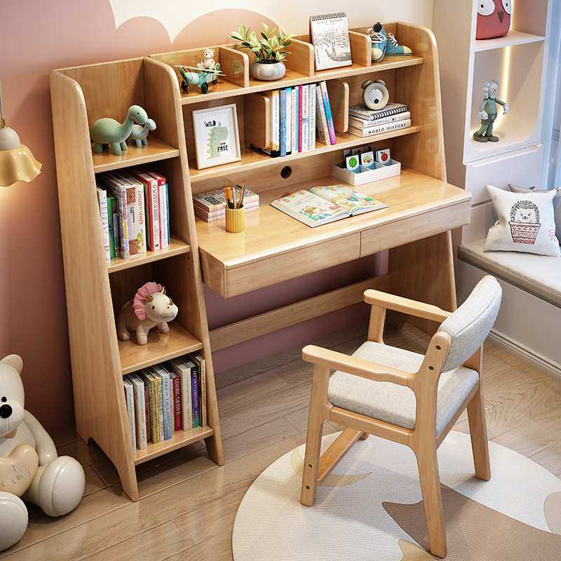 儿童书桌书架一体家用男孩实木学习桌带储物书柜组合小学生写字桌,3C数码配件,USB灯,淘宝优惠券,粉丝福利购,淘宝优惠卷