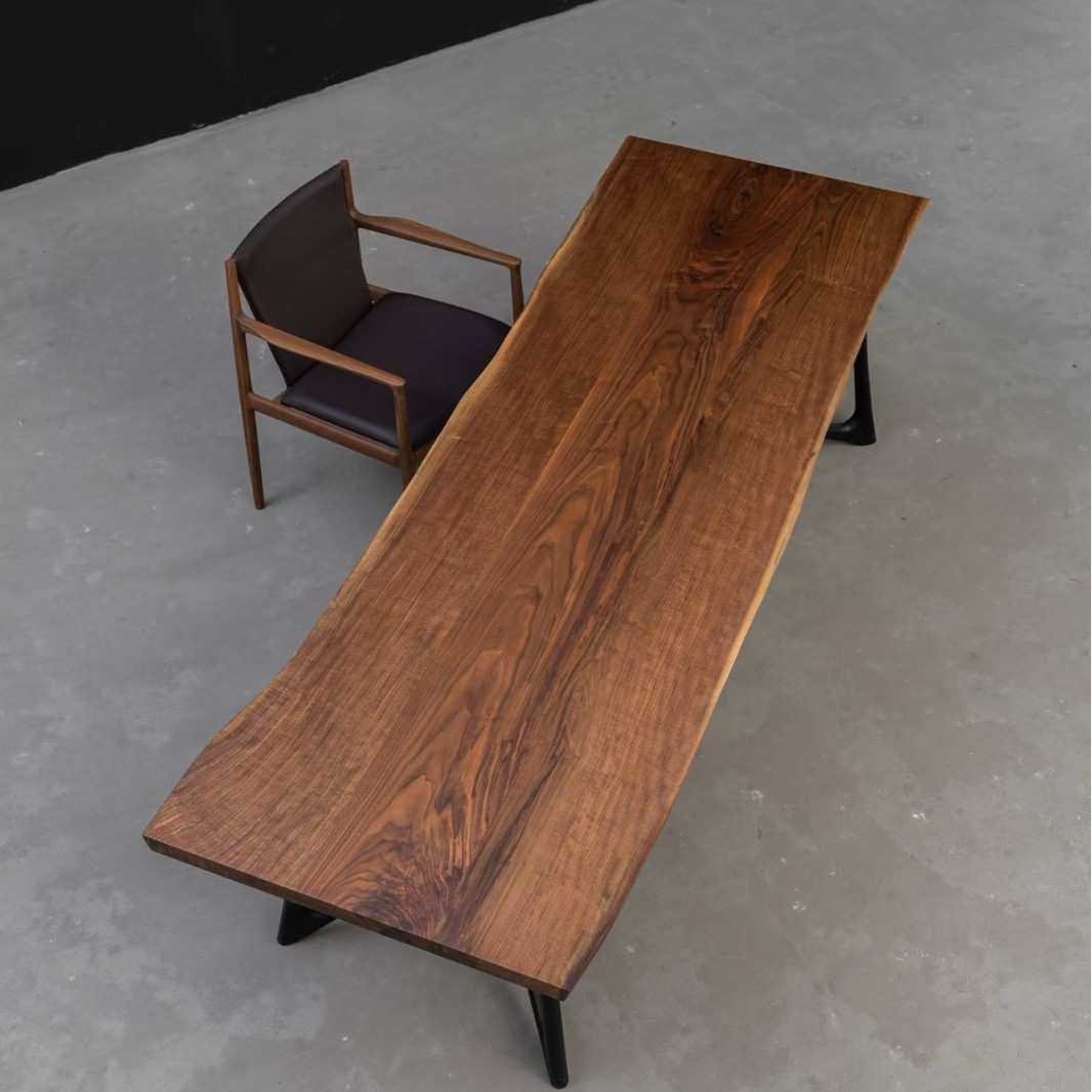 大板实木原木茶桌新中式茶几办公室家用泡茶台大板桌写字两用组合