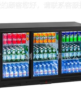 三门玻展门台示啤酒柜移门吧不锈21795璃钢冷饮柜黑色饮料保鲜柜