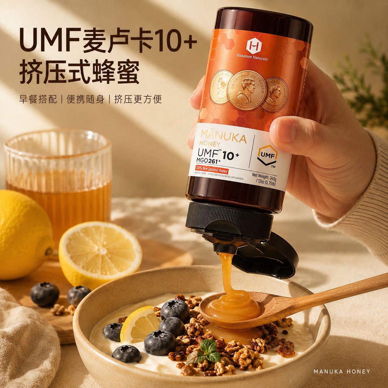 荷塔威新西兰原装进口UMF5+10+麦卢卡蜂蜜挤压式瓶口便携麦卢卡蜜