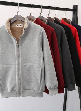 加绒加厚卫衣女2024秋冬新款韩版宽松不带帽拉炼开衫短款上衣外套