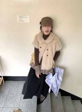 MOWENTI文文婷 白色羊羔毛外套2025秋冬款小众设计感毛绒外套女