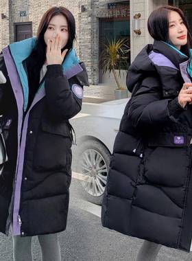 大尺码200斤中长版韩版可拆帽羽绒棉外套棉衣女工装棉服棉袄面 面