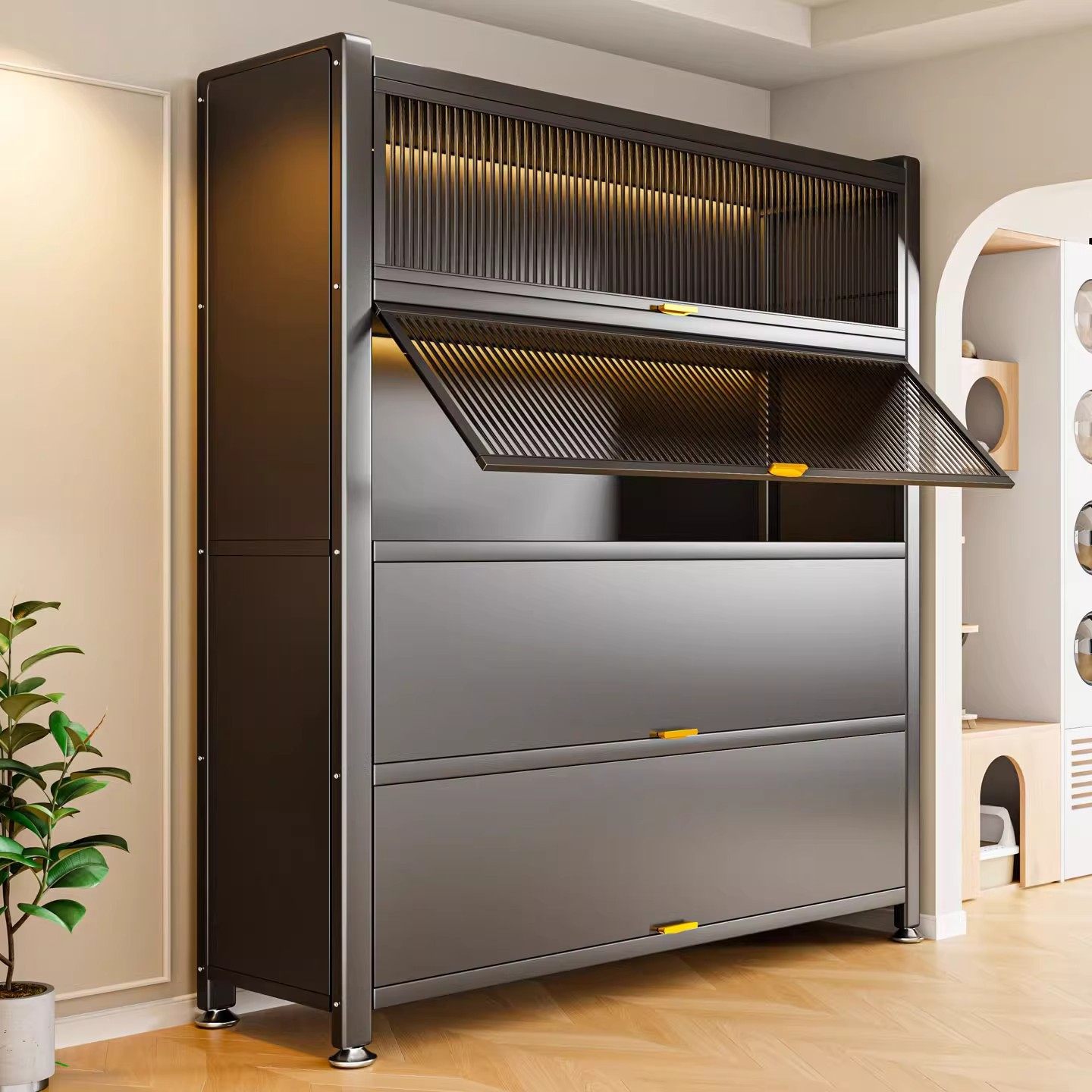 阳台收纳柜侧边柜子靠墙一体储物柜防水防晒多层铁皮柜家用置物柜,智能设备,其他智能配件,淘宝优惠券,粉丝福利购,淘宝优惠卷