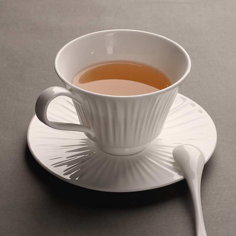 纯白欧式骨瓷蕾丝咖啡杯碟套装 英式下午茶杯陶瓷咖啡器具花茶杯