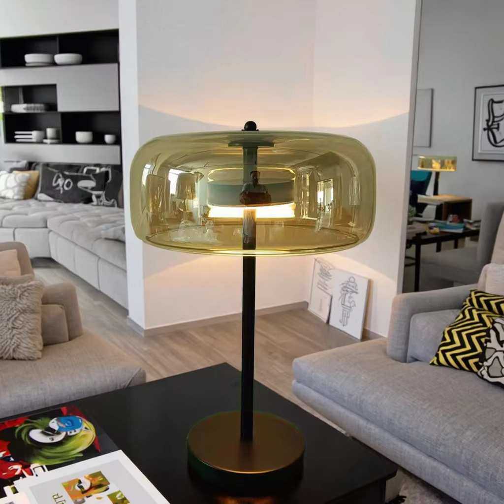轻奢家居led台灯琥珀色玻璃卧室灯饰书房阅读台灯table lamp