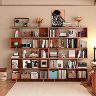 全实木落地靠墙书架多层原木收纳架储物架客厅置物架小书框子书柜