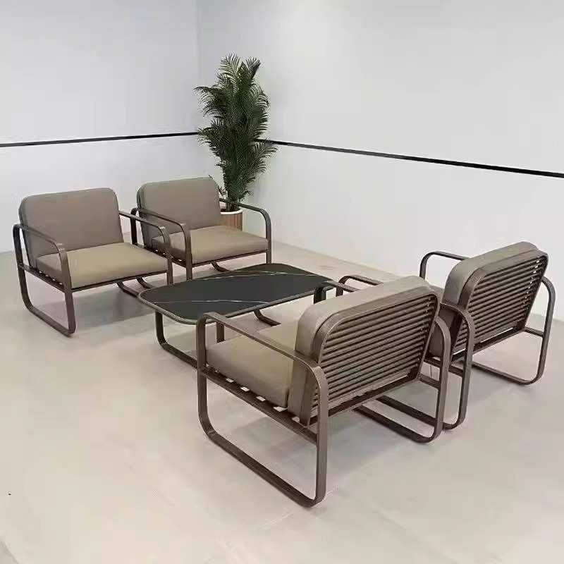 户外沙发庭院别墅花园阳台休闲座椅组合室外不锈钢电镀防水晒家具