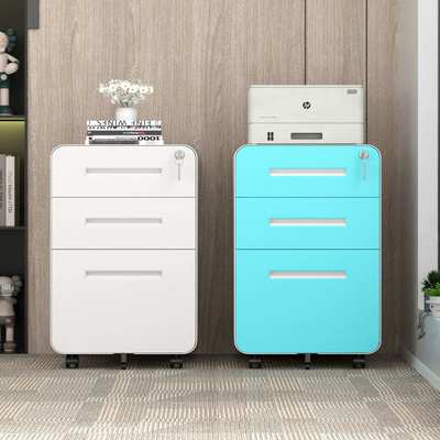 办公桌下活动柜抽屉式铁皮文件柜带锁矮柜小柜子可移动储物收纳柜