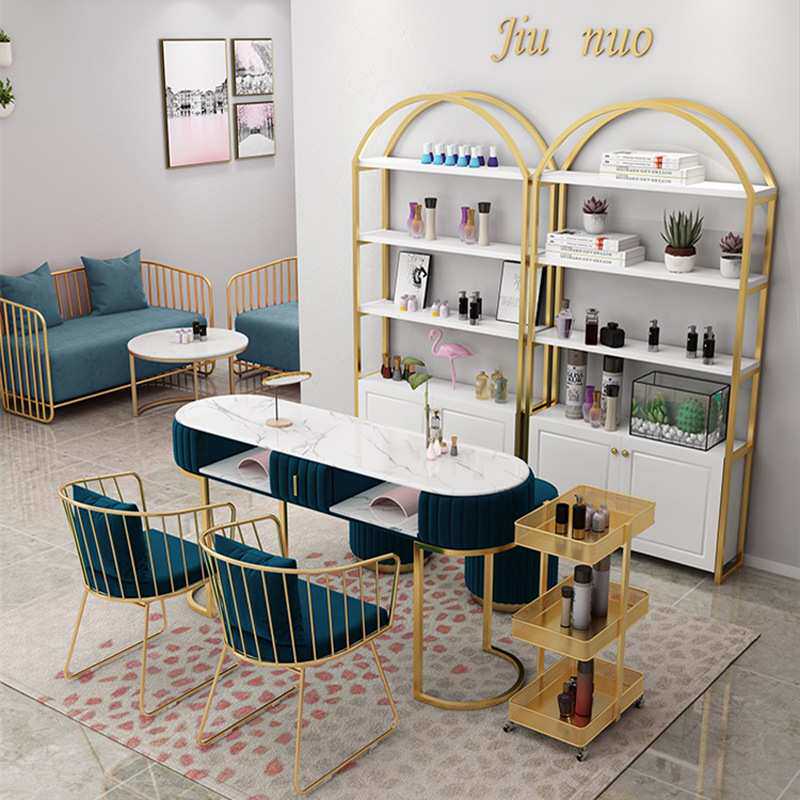 大理石双层美甲桌椅套装北欧单双人美甲桌子网红经济型修甲美甲台