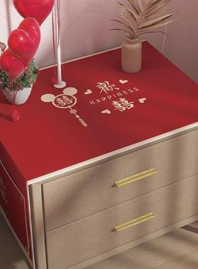 床头柜盖布结婚桌布红色喜庆新婚布置装饰卧室婚房桌面防尘罩盖巾