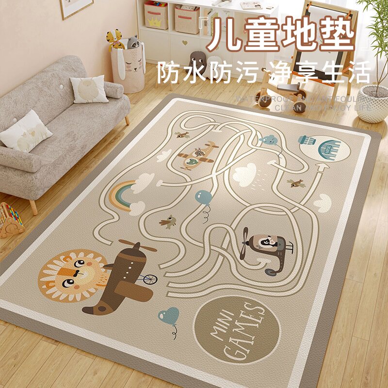 儿童房间地垫卧室擦洗阅读区区儿童交通爬行垫客厅地毯